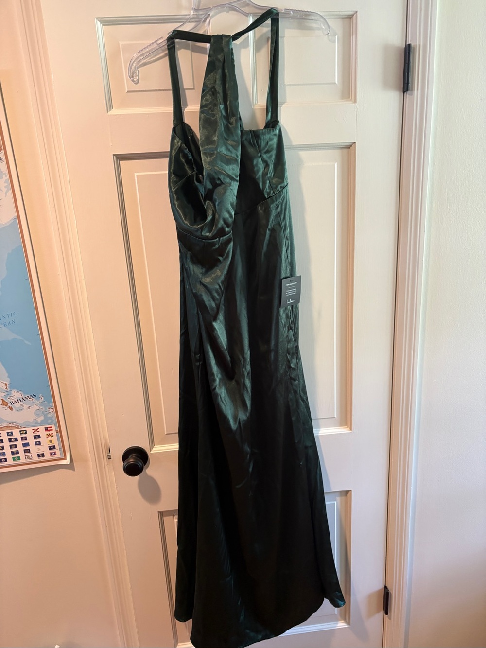 Lulu’s Forest Green Satin Gown